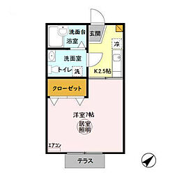 JR常磐線 土浦駅 バス15分 土浦工業高校前下車 徒歩9分の賃貸アパート 1階1Kの間取り