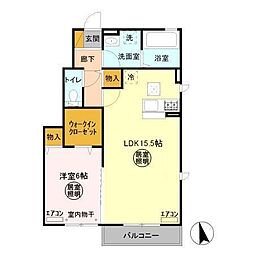パークドプランタンG 1LDKの間取図画像