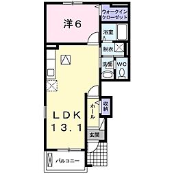 ローレルパーク 1階1LDKの間取り