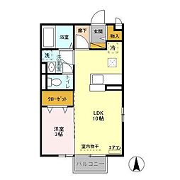 LAND　パル 1階1LDKの間取り
