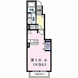 デフィ丸山 1Kの間取図画像