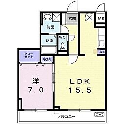 グランデパッソ横浜鶴見 1LDKの間取図画像