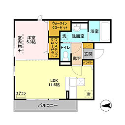 エミネンス 1階1LDKの間取り