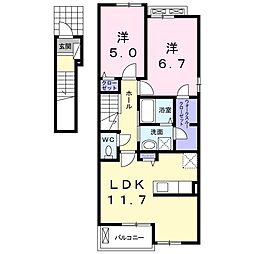 ヴァイオレット弐 2LDKの間取図画像