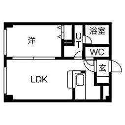 アムール東札幌 1階1LDKの間取り