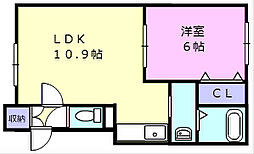 グリシーヌ・ルージュ 1LDKの間取図画像