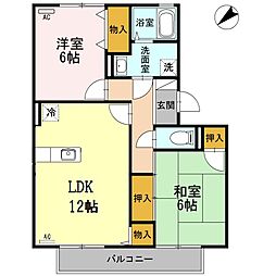 アビタシオン仁川2 2LDKの間取図画像