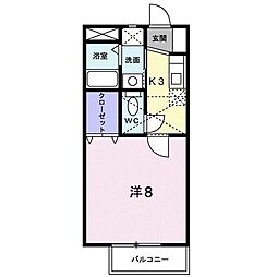メゾンエクセルＴＳ 1階1Kの間取り