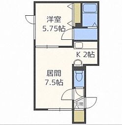 エルポート北郷3 1DKの間取図画像