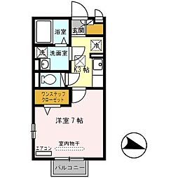 ピア東久代 1Kの間取図画像