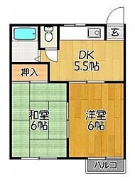ハイツNKB 2DKの間取図画像