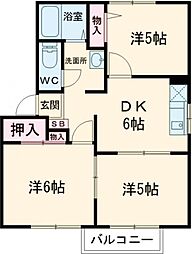 ラフォーン・ヴィラC 3DKの間取図画像