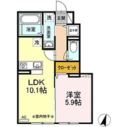 ヤードアイリーB 1LDKの間取図画像