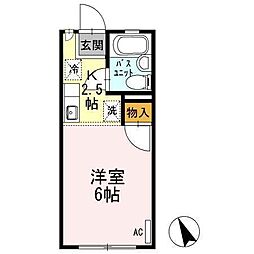 ベル・エポック 2階1Kの間取り