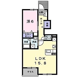 ムーンリバーC 1LDKの間取図画像