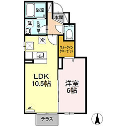 グランモア未来 1LDKの間取図画像