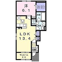 リッツハウス 1LDKの間取図画像
