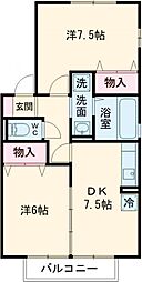 タスカータソルテＡ 2階2DKの間取り