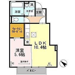 コーポルポ 1階1LDKの間取り