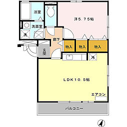 ポールカルチェ 1LDKの間取図画像