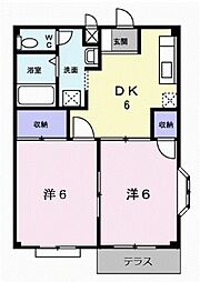 メグミズプレイズII 1階2DKの間取り