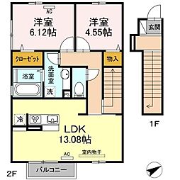 アズール 2階2LDKの間取り