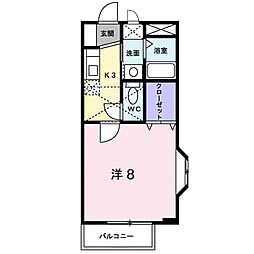 メゾンエクセルＴＳ 2階1Kの間取り