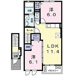 ローレルハウス 2階2LDKの間取り