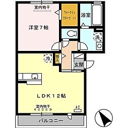 インターフレグラント　A棟 3階1LDKの間取り