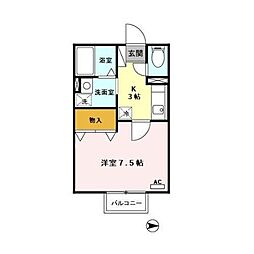ブルーム勝平台 1Kの間取図画像
