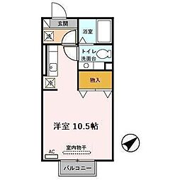 セジュールセードルB棟 ワンルームの間取図画像