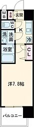 エスリード神戸三宮ノースゲート 7階1Kの間取り