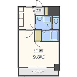 フォルテ三宮 3階1Kの間取り