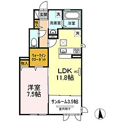 エスカーザ 1LDKの間取図画像
