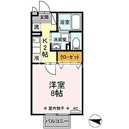 セジュール・ベリー 1Kの間取図画像