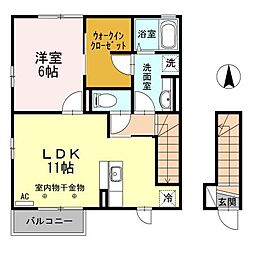 セジュール上坊 1LDKの間取図画像