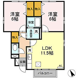 セジュールブランシェA 2LDKの間取図画像