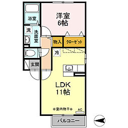 セジュール・アンテ 1LDKの間取図画像