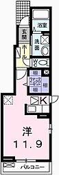 エスポワール4 ワンルームの間取図画像
