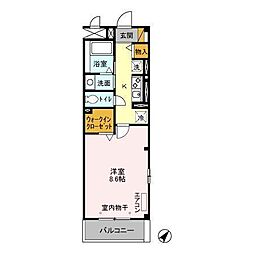 ラフィネおおたかの森 2階1Kの間取り