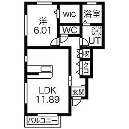 ルミウスB 1LDKの間取図画像