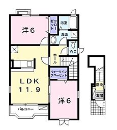 プティトゥルス 2LDKの間取図画像