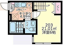 スペーシア相模原 2階1Kの間取り