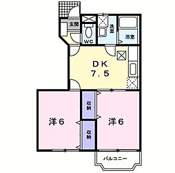 モルテ2 2DKの間取図画像