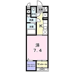 アプローズ宝栄 1Kの間取図画像