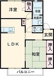 シャーメゾン米田B 2LDKの間取図画像