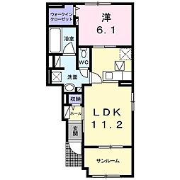 プラシードKB 1LDKの間取図画像