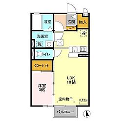 JR鹿島線 鹿島神宮駅 バス15分 平井下車 徒歩5分の賃貸アパート 1階1LDKの間取り
