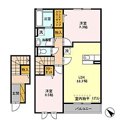 未来　A 2階2LDKの間取り