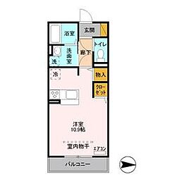 JR鹿島線 鹿島神宮駅 徒歩35分の賃貸アパート 3階ワンルームの間取り